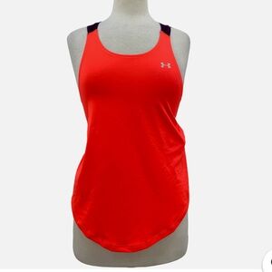 Under Armour Neon Orange Heat Gear Athletic Athleisure Workout Tank Top